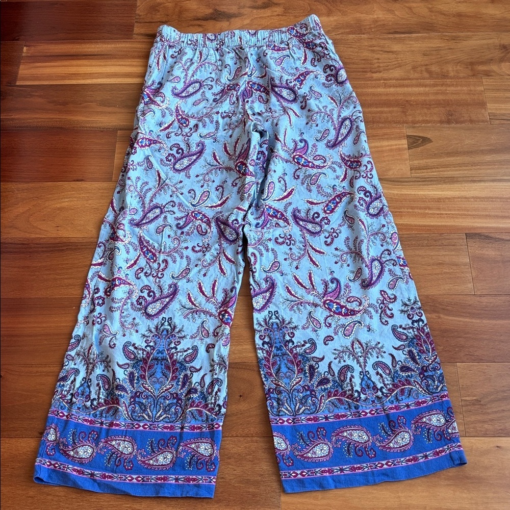 LOFT Blue Paisley Wide Leg Pants - Picture 8 of 9
